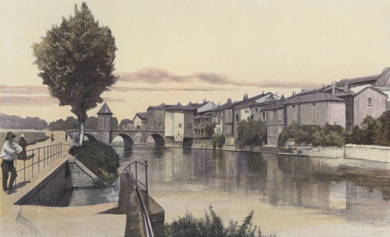 Bar-le-Duc, Ornain üzerindeki Notre-Dame köprüsü by French Photographer