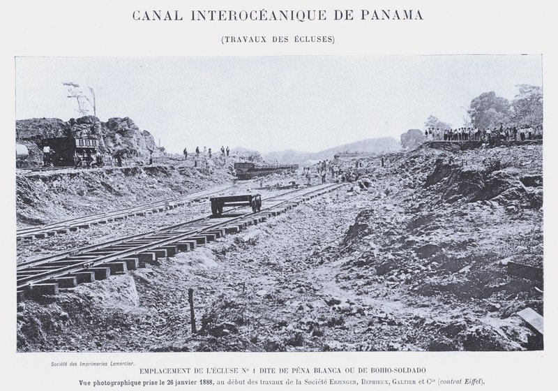 Panama Interoceanic Kanalı, Kilit İşleri (bw fotoğraf) by French Photographer