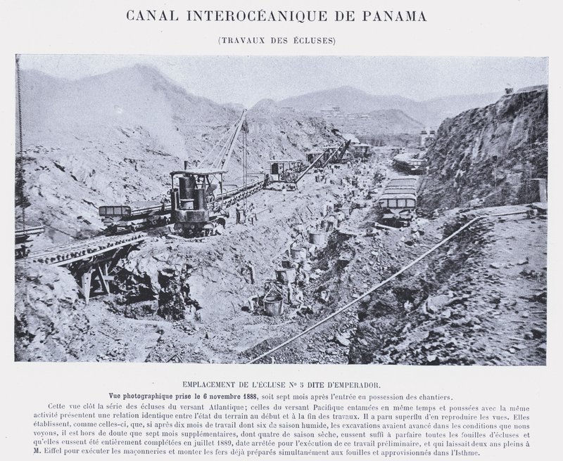 Panama Interoceanic Kanalı, Kilit İşleri (bw fotoğraf) by French Photographer