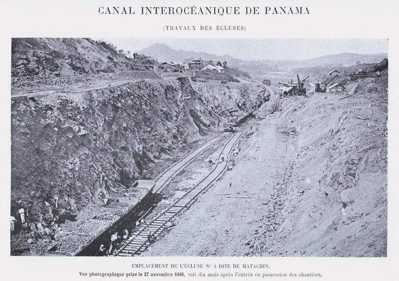 Panama Interoceanic Kanalı, Kilit İşleri (bw fotoğraf) by French Photographer