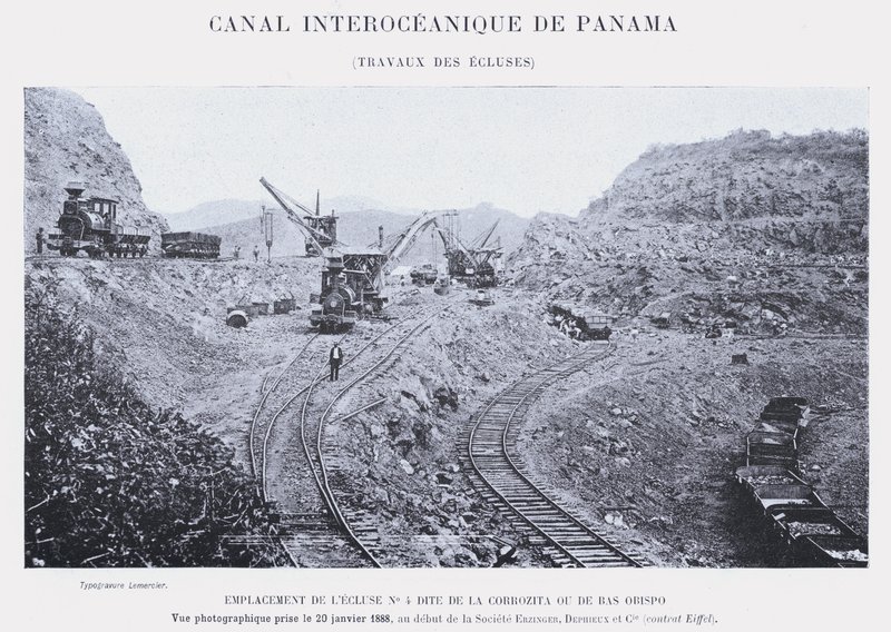 Panama Interoceanic Kanalı, Kilit İşleri (bw fotoğraf) by French Photographer
