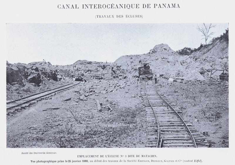 Panama Interoceanic Kanalı, Kilit İşleri (bw fotoğraf) by French Photographer