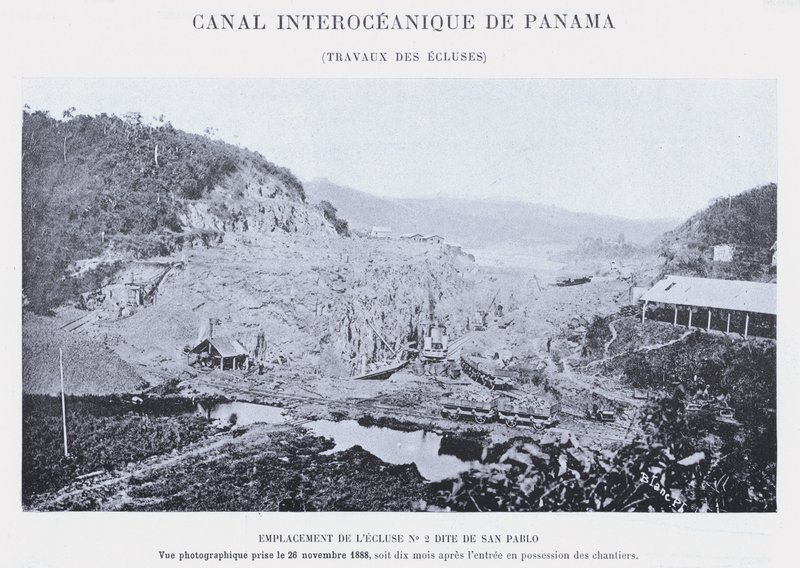 Panama Interoceanic Kanalı, Kilit İşleri (bw fotoğraf) by French Photographer