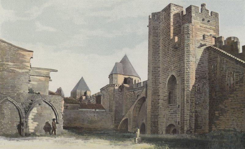 Carcassonne Cite, Cote S Tour Saint-Nazaire (tam restorasyondan önce) by French Photographer