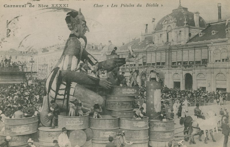 Güzel Karnaval, Char, Les Pilules du Diable. 1913 yılında gönderilen kartpostal. by French Photographer