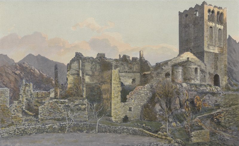Casteil, St-Martin-du-Canigou eski Manastırı kalıntıları by French Photographer