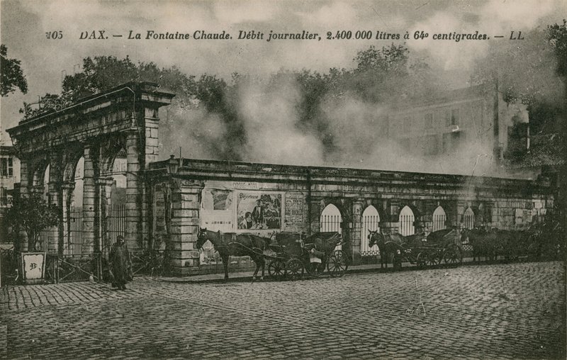 Dax - ılık su kaynağı (günlük akış: 64 santigratta 2400000 litre). 1913 yılında gönderilen kartpostal. by French Photographer