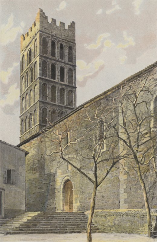 Elne, Kilise, S yan cephe ve çan kulesi by French Photographer