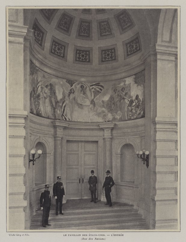 Amerikan pavyonunun girişi, Exposition Universelle 1900, Paris (s/b fotoğraf) by French Photographer