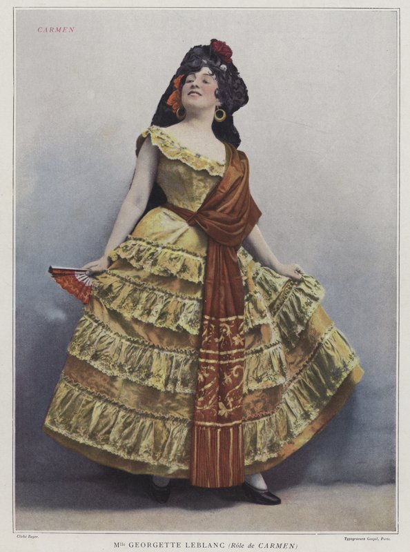 Georgette Leblanc, Carmen rolünde, 1899 (renkli fotoğraf) by French Photographer