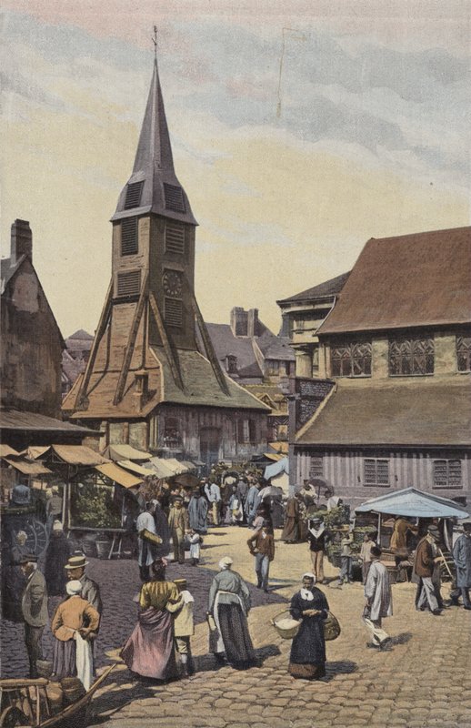 Honfleur, Place du Marche ve Sainte-Catherine Kilisesi by French Photographer