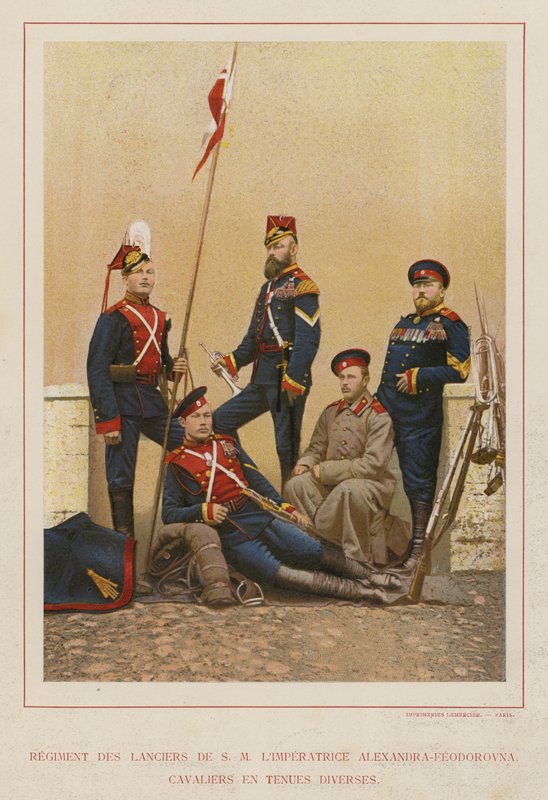 Rus Ordusu: S M Mızraklı Alayı İmparatoriçe Alexandra-Feodorovna, Çeşitli Kıyafetlerde Süvariler (fotoğraf) by French Photographer