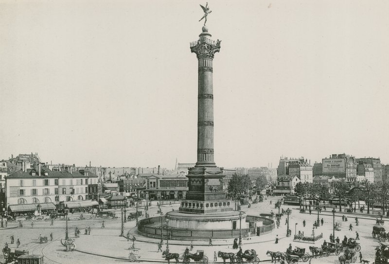 La Colonne de Juillet, Place de la Bastille, Temmuz Sütunu, Bastille Yeri (fotogravür) by French Photographer