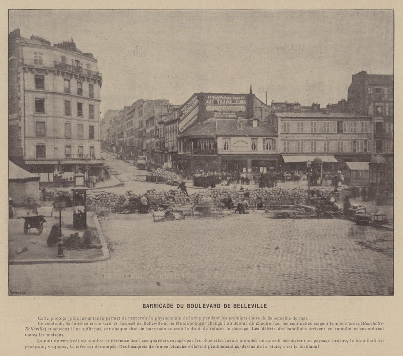 Paris Komünü, Boulevard De Belleville Barikatı (s/b fotoğraf) by French Photographer