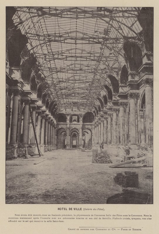 Paris Komünü, Hotel De Ville, Galerie des Fetes (s/b fotoğraf) by French Photographer