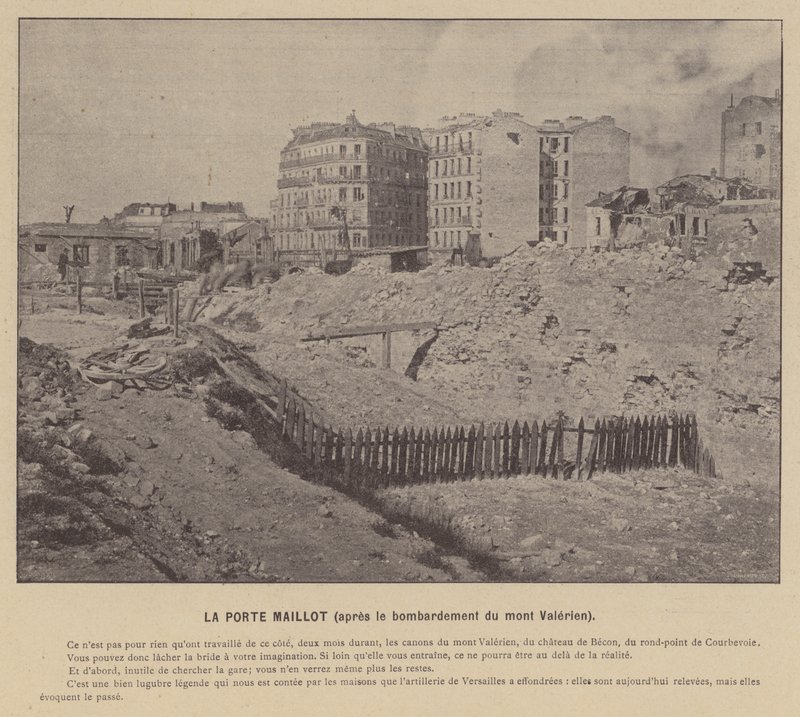 Paris Komünü, La Porte Maillot, Mont Valerien bombardımanından sonra (s/b fotoğraf) by French Photographer
