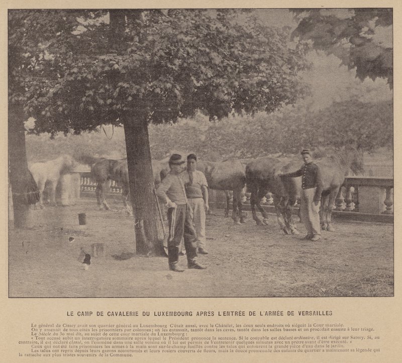 Paris Komünü, Versay Ordusunun Girişinden Sonra Lüksemburg Süvari Kampı (s/b fotoğraf) by French Photographer