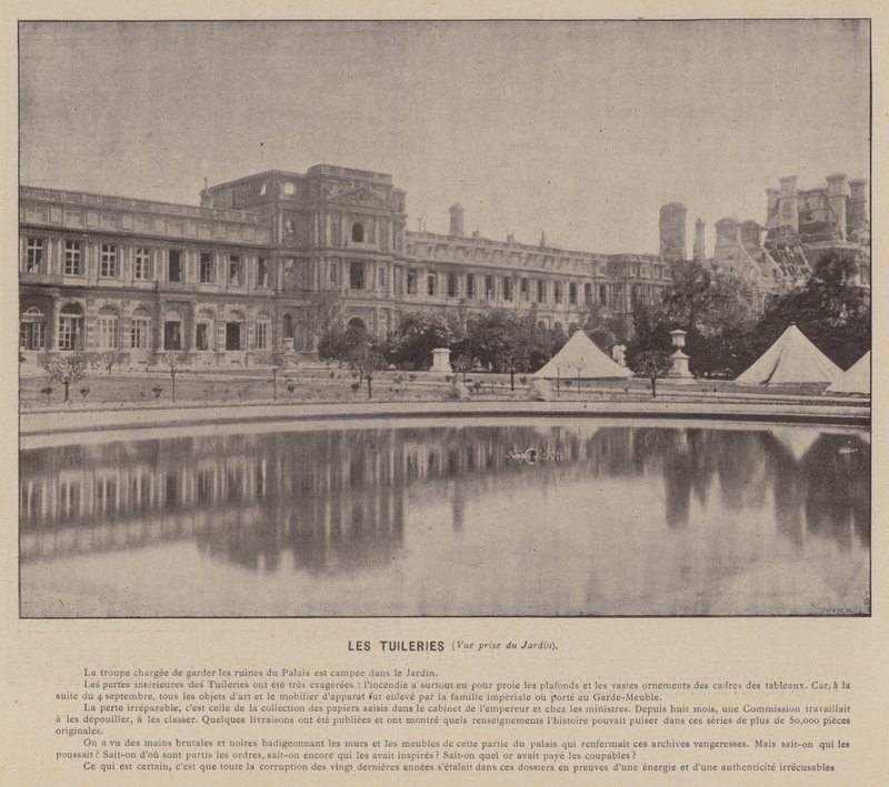 Paris Komünü, Tuileries, Bahçeden bir görünüm (s/b fotoğraf) by French Photographer