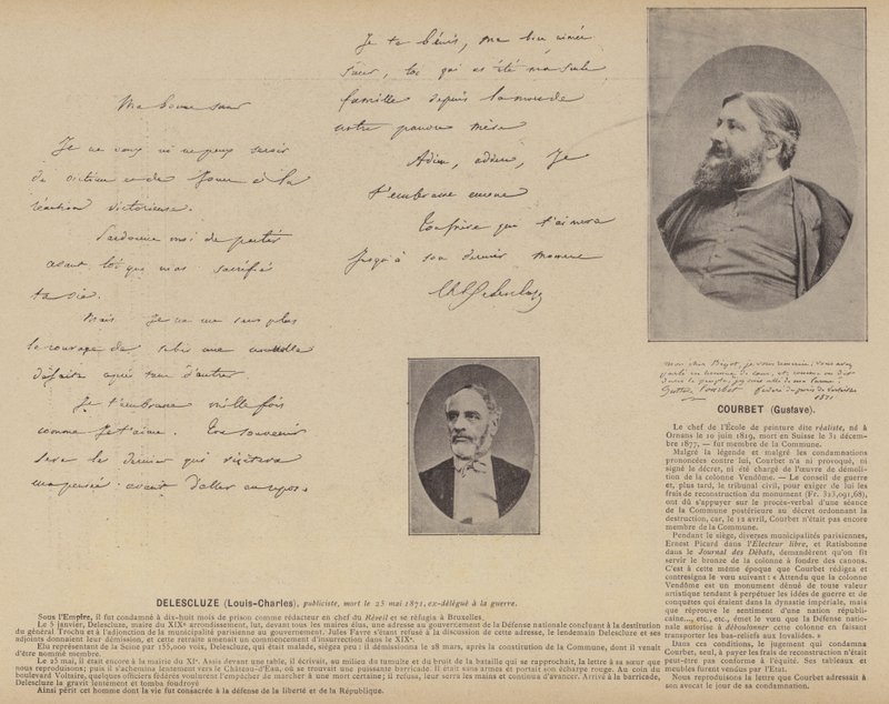 Paris Komünü, Louis-Charles Delescluze, Gustave Courbet (s/b fotoğraf) by French Photographer