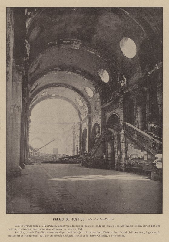 Paris Komünü, Adalet Sarayı, Salle des Pas-Perdus (s/b fotoğraf) by French Photographer