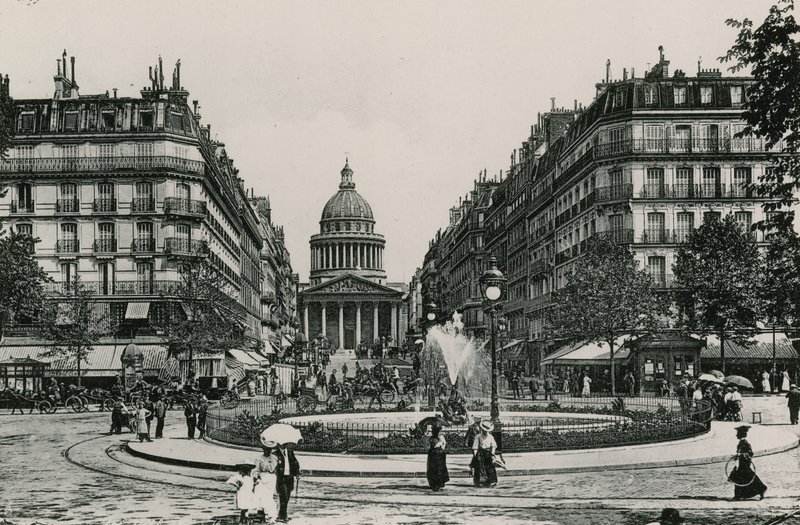 La Rue Soufflot et le Pantheon, Soufflot Sokağı ve Pantheon (fotogravür) by French Photographer