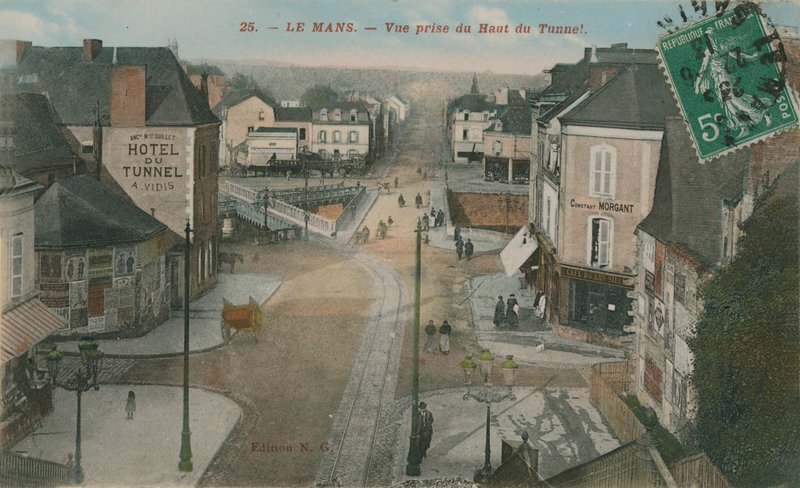 Le Mans - tünelin tepesinden görüntü. 1913 yılında gönderilen kartpostal. by French Photographer