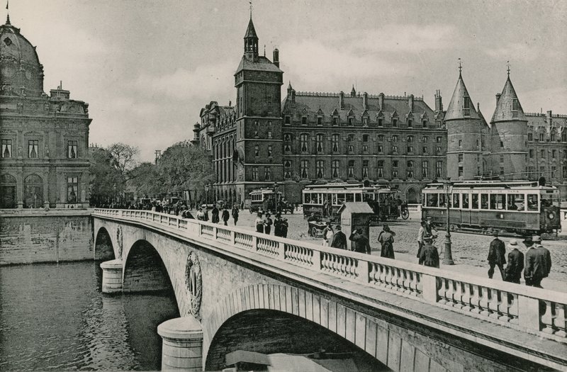 Pont au Change ve Palais de Justice, Pont au Change ve Adalet Divanı (fotogravür) by French Photographer