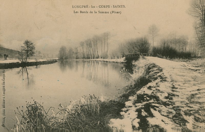 Longpre-les-Corps-Saints - kışın Somme kıyıları. 1913 yılında gönderilen kartpostal. by French Photographer