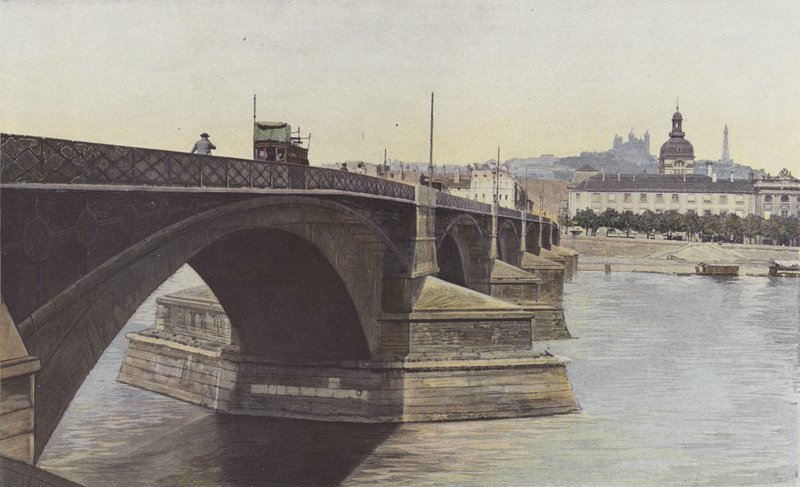 Lyon, Pont de la Guillotiere ve Hotel-Dieu Kilisesi by French Photographer