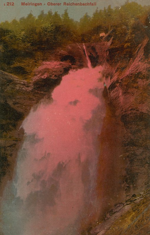 Meiringen - Yukarı Reichenbach Şelalesi. 1913 yılında gönderilen kartpostal. by French Photographer