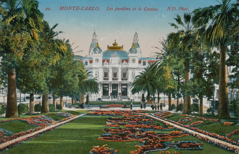 Monte Carlo. Bahçeler ve kumarhane. 1913 yılında gönderilen kartpostal. by French Photographer