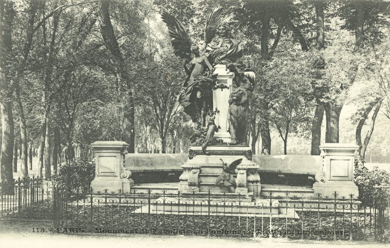 Fabulist La Fontaine Anıtı, Jardin du Luxembourg (s/b fotoğraf) by French Photographer
