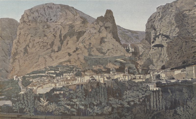 Moustiers-Sainte-Marie, Genel görünüm ve Şapel N D de Beauvoir by French Photographer