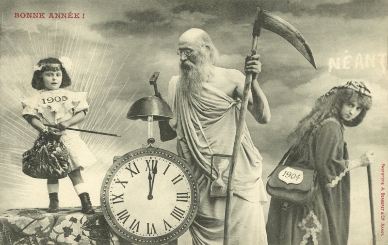 Baba Zamanlı Yeni Yıl kartı (s/b fotoğraf) by French Photographer
