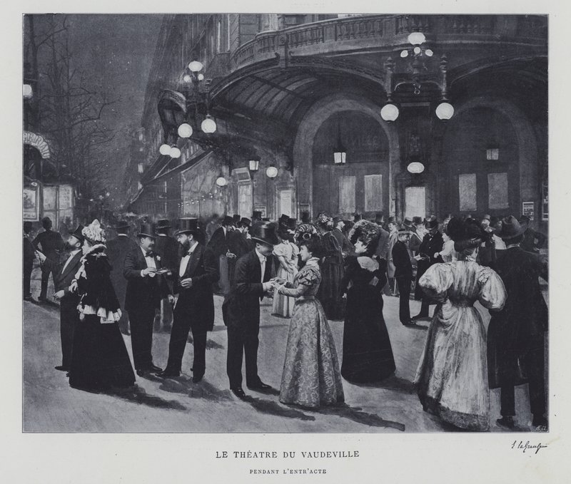 Aralık sırasında Theater du Vaudeville, Paris dışında (s/b fotoğraf) by French Photographer