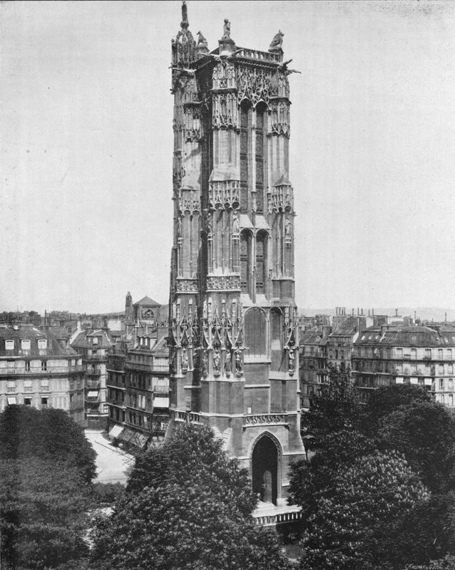 Paris - Saint-Jacques Kulesi (s/b fotoğraf) by French Photographer