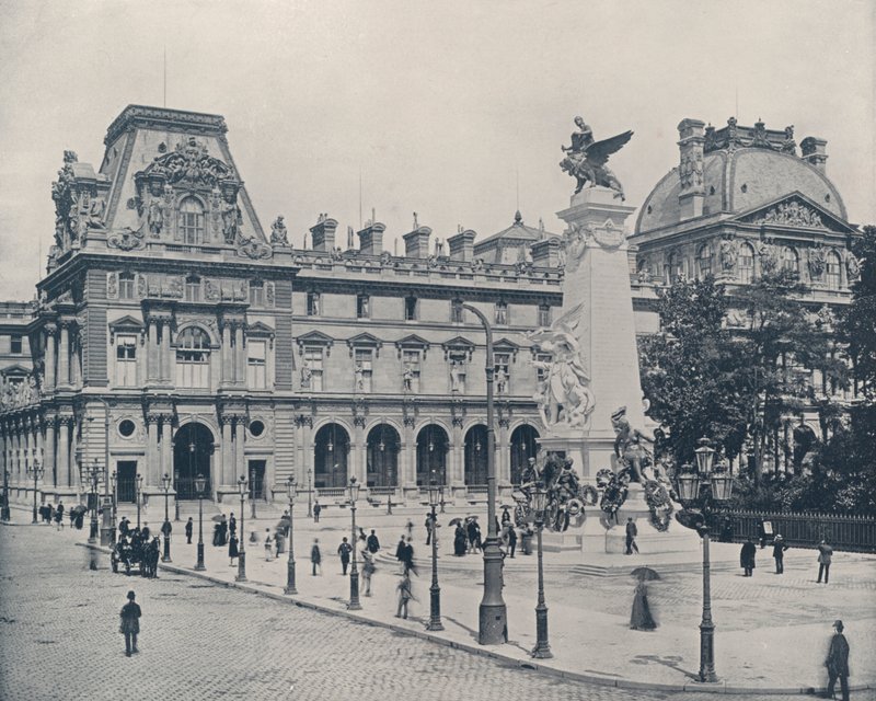 Paris: Louvre Avlusundaki Gambetta Anıtı (s/b fotoğraf) by French Photographer