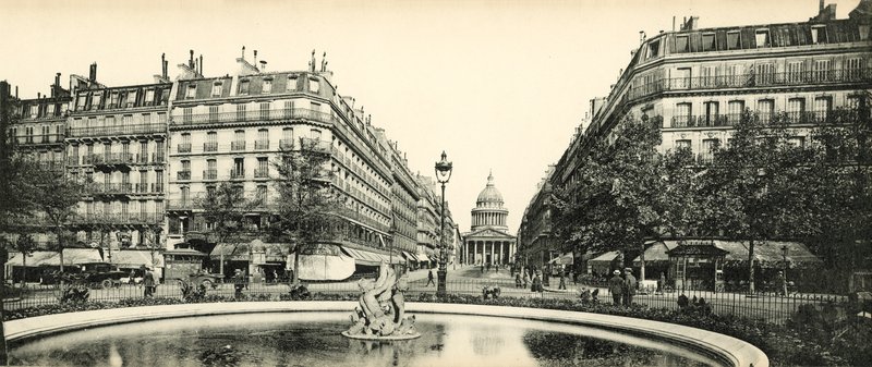 Paris, Le Pantheon ve rue Soufflot, Pantheon ve Soufflot Caddesi by French Photographer