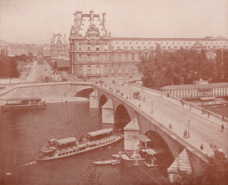 Paris: Pont Royal ve Louvre (s/b fotoğraf) by French Photographer