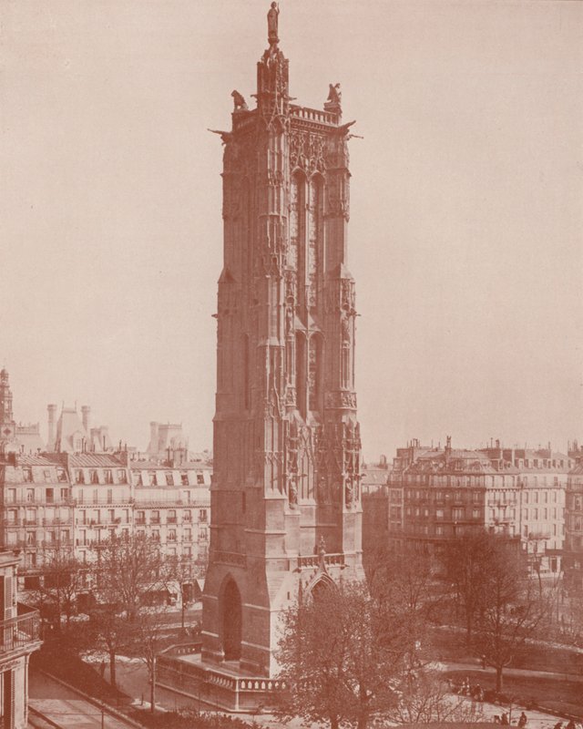 Paris: Saint Jacques Turu, St James (s/b fotoğraf) by French Photographer