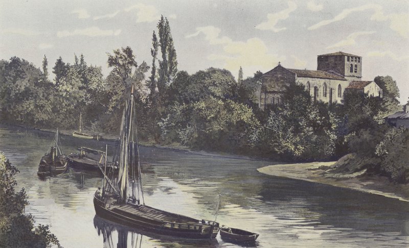 Saint-Denis-de-Piles, Kilise, Isle kıyısında birlikte by French Photographer