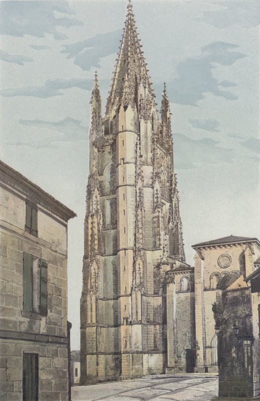 Saintes, Saint-Eutrope Kilisesi, Çan kulesi ve cephe O by French Photographer