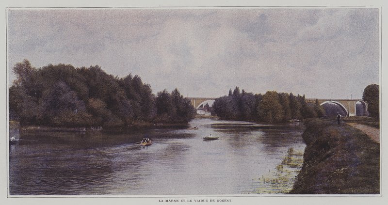 Marne Nehri ve Nogent Viyadüğü, Fransa (renkli fotoğraf) by French Photographer