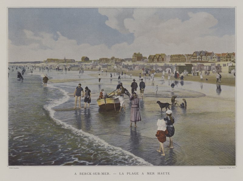 Yüksek gelgitteki plaj, Berck-sur-Mer, Fransa (renkli fotoğraf) by French Photographer