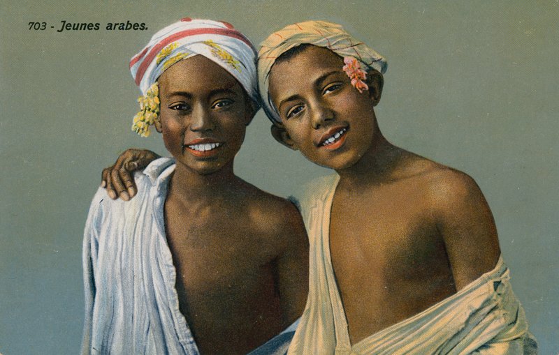 Genç Araplar, 9 Eylül 1913'te gönderilen kartpostal by French Photographer