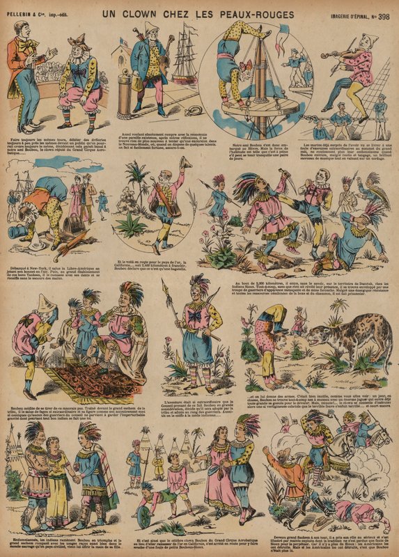 Yerli Amerikalılar arasında bir palyaço (renkli gravür) by French School