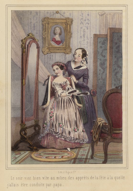 Partiye gitmeye hazırlanan bir kız (renkli lito) by French School