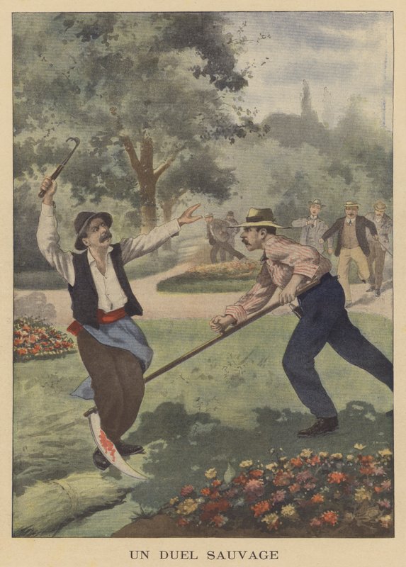Vahşi bir düello (renkli taş baskı) by French School