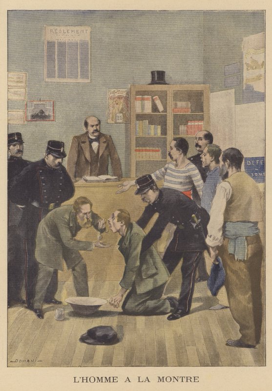 Çaldığı bir saati yutan bir hırsız (renkli taş) by French School