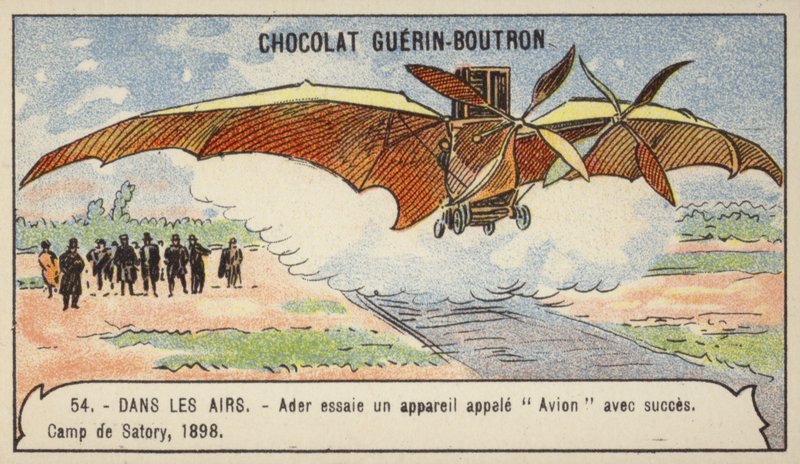 Ader, uçan makinesi Avion, Camp de Satory, Fransa ile başarılı bir uçuş yapıyor by French School